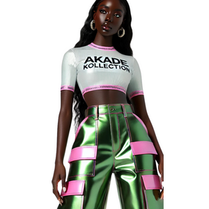 ABENI LUXE CROP TEE & METALLIC CARGO PANTS