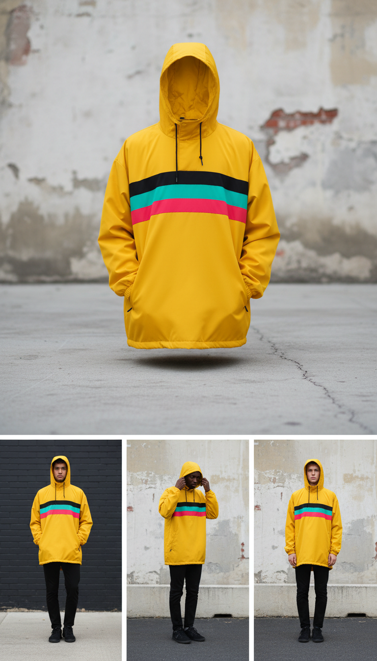 Block yellow oversized windbreaker