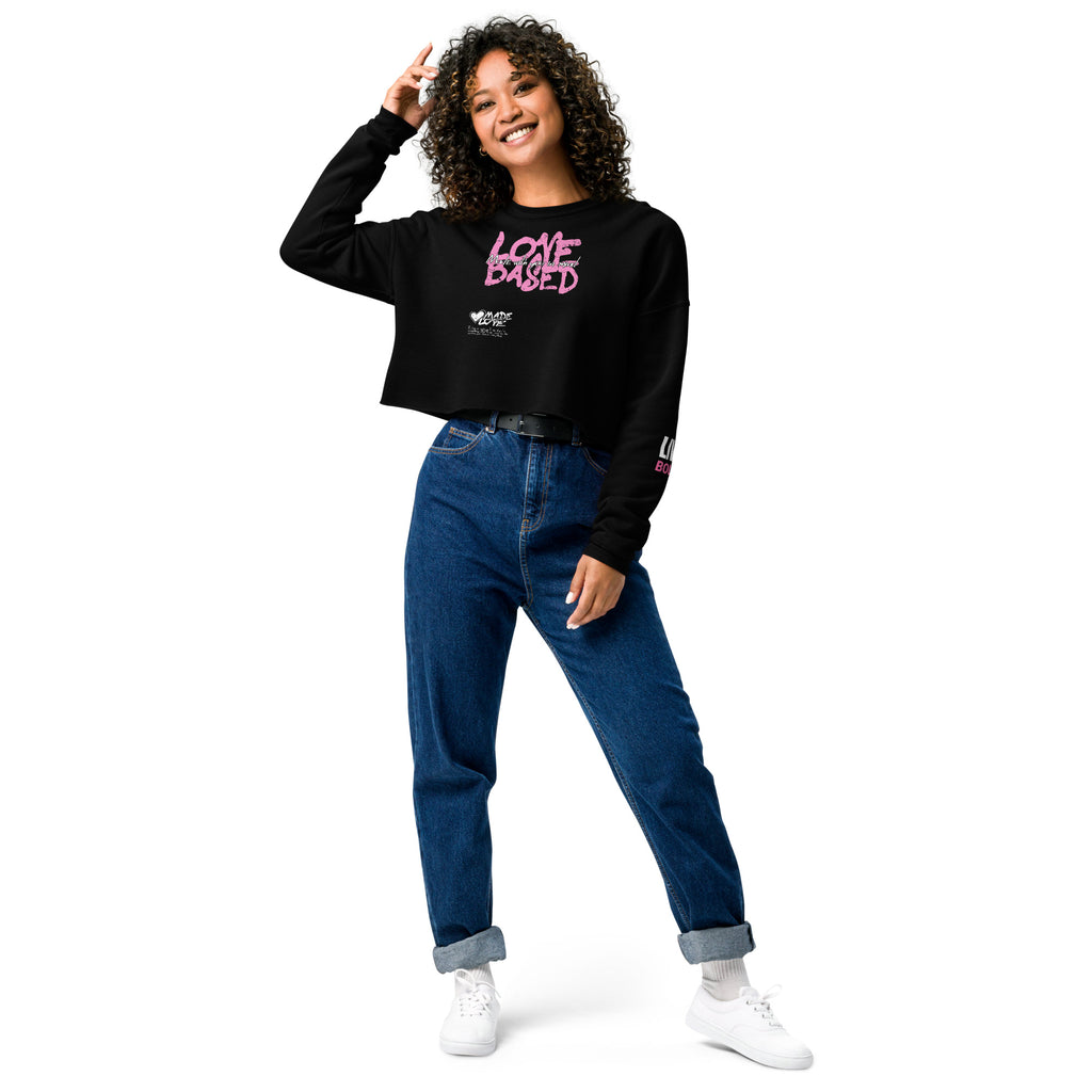 WOMEN'S (PINK) LOVE BASED CROP SWEATSHIRT